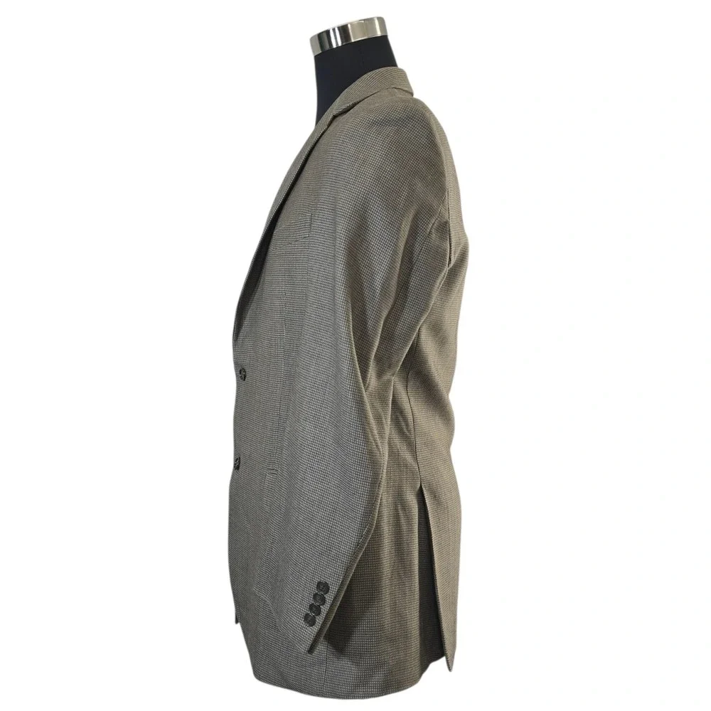 Calvin Klein 41L Blazer Jacket Silk Wool Gray Houndstooth Two Button‎